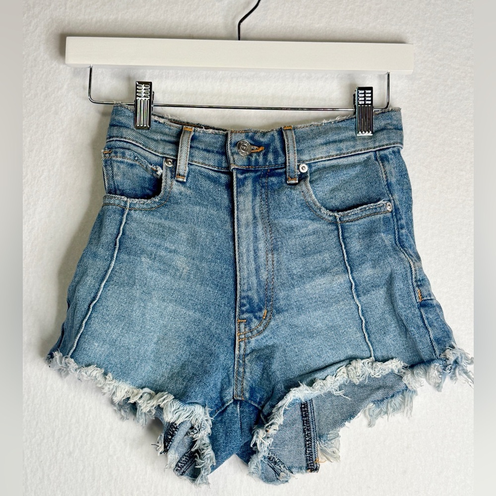 Revice Denim Frayed Hem Jean Shorts, Size 24